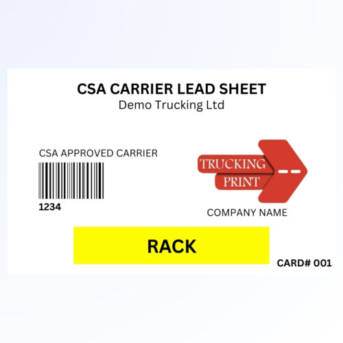 CSA Lead Sheet Card (Racks)