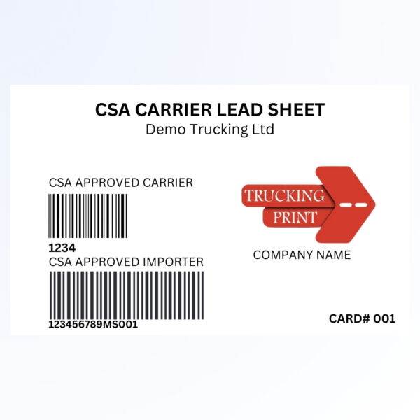 CSA Lead Sheet Card (Importer)